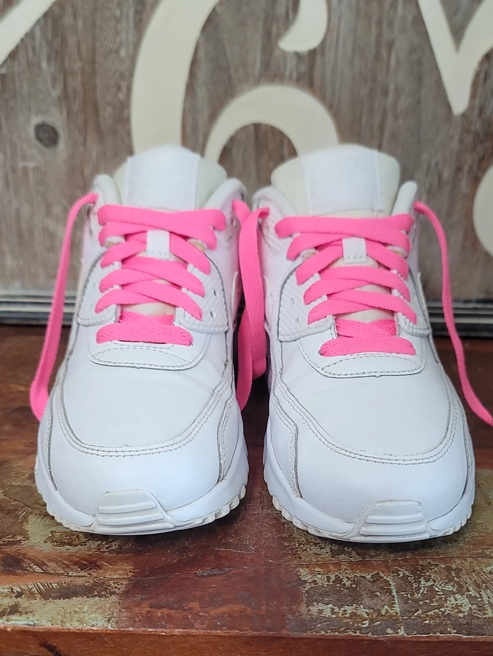 Nike Air Max 90 LTR 'Triple White/Pink' Wmns 7.5 Good Condition, Fast Shipping